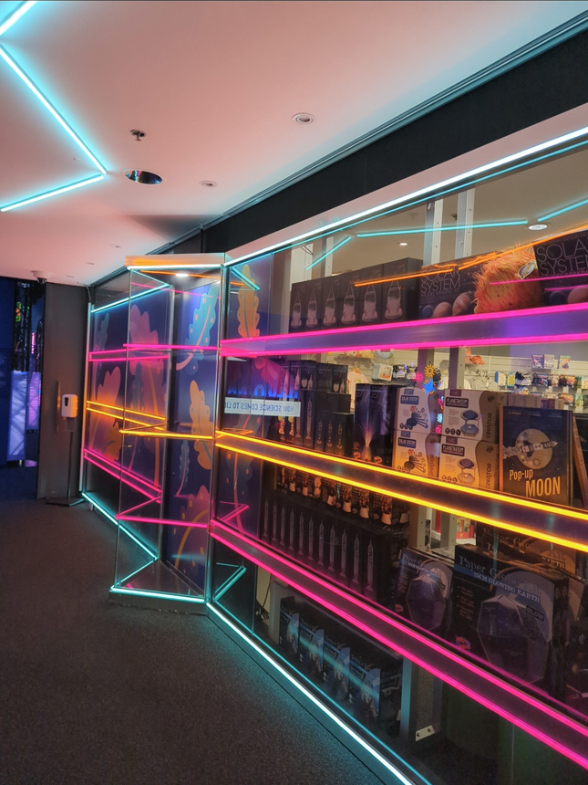 Custom Neon eggs & bacon attached to the ceiling @scienceworks_melb