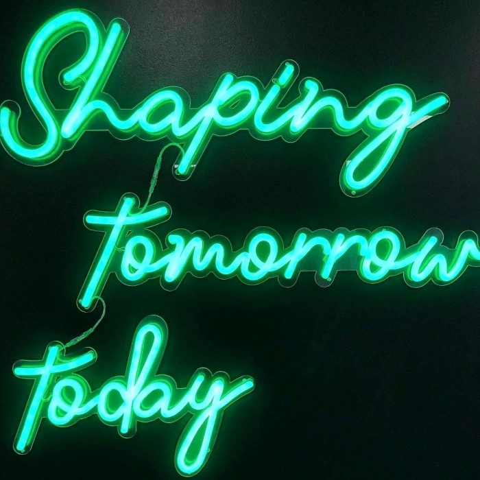 Custom Neon® Green LED Neon & UVPrint office wall sign @kubrickgroup