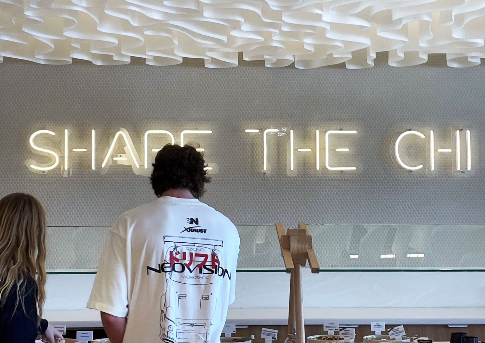 Large warm white Share the Chi tagline sign made by Custom Neon&reg; @iloveyochi