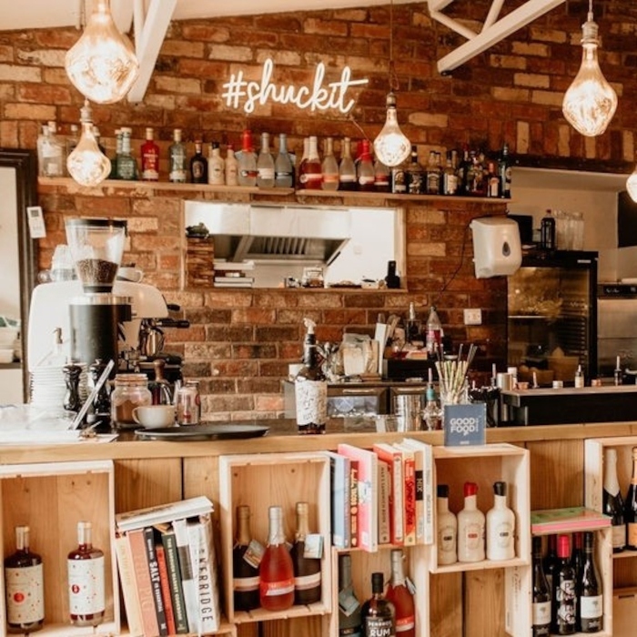 Warm white Custom Neon® hashtag restaurant sign @no9thebalcony