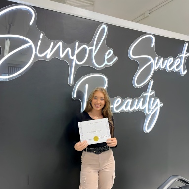 Large white Custom Neon® salon sign in Barcelona font @simplesweetbeauty