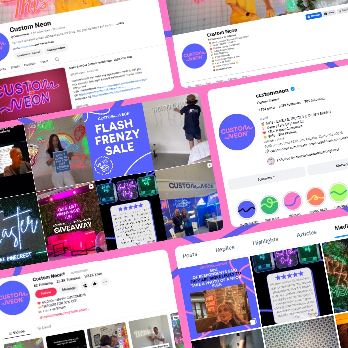 Custom Neon® Social Media Accounts