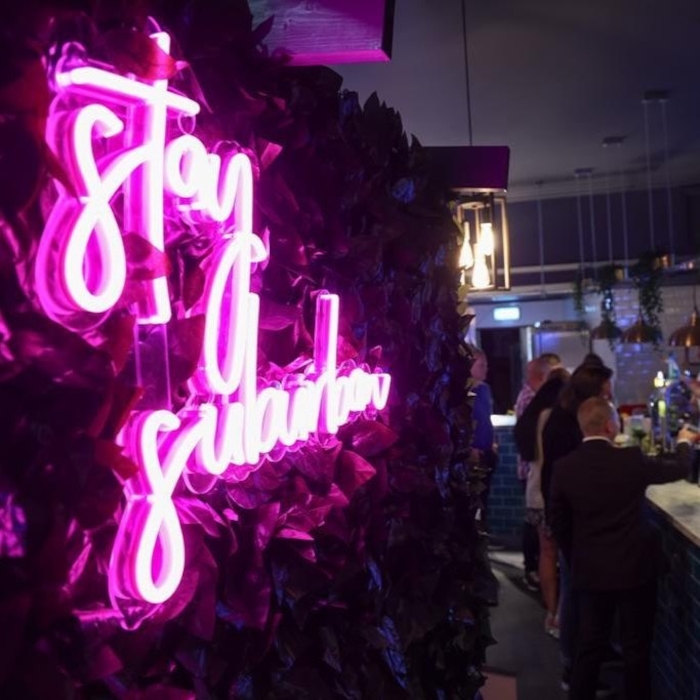 Pink restaurant quote sign by Custom Neon® @24suburban