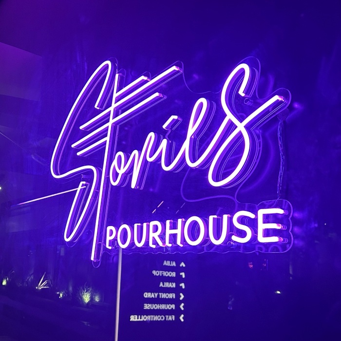 Custom Neon® colour changing LED neon Stories Pourhouse sign @stories.au