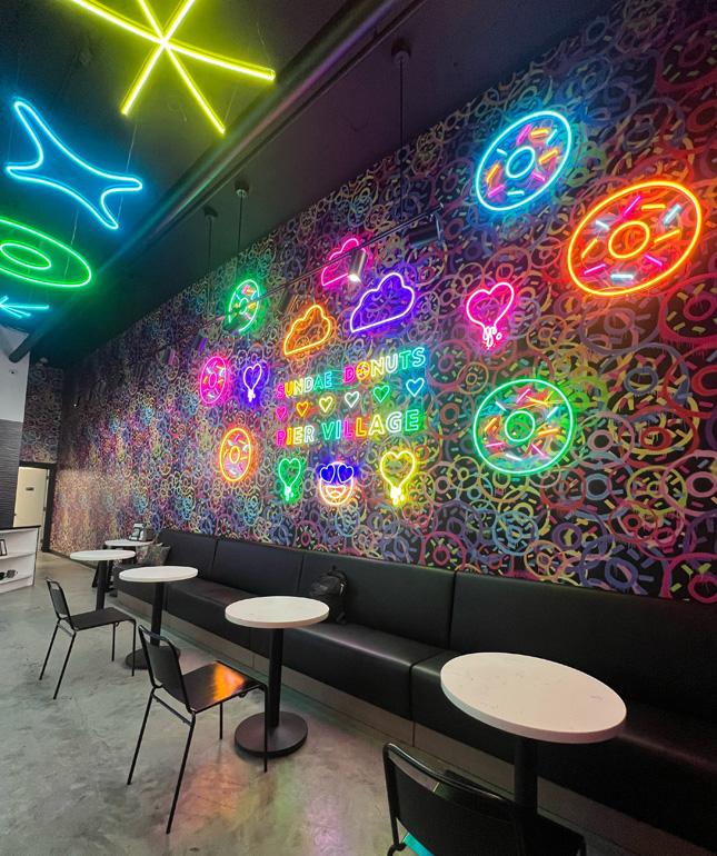 Custom Neon® colourful signs and artwork @sundaedonuts