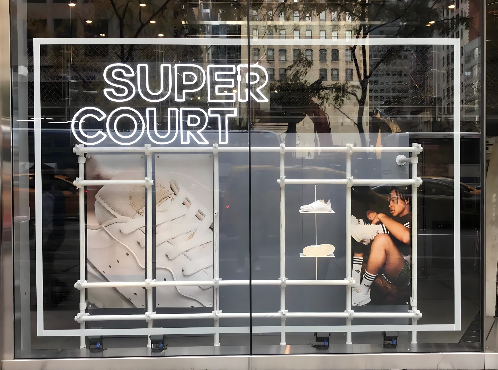 Custom Neon® shopfront display sign for Adidas Super Court