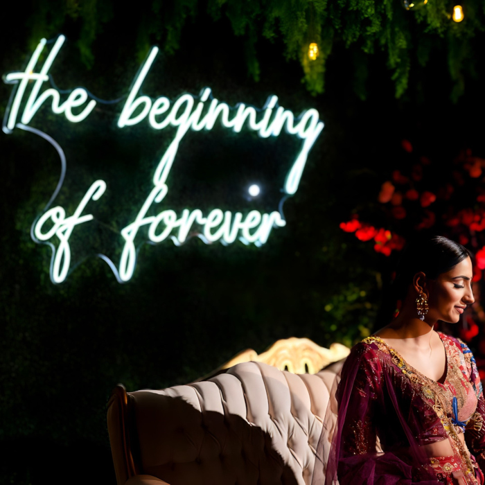 The beginning of forever Custom Neon® wedding quote sign @moorephotography