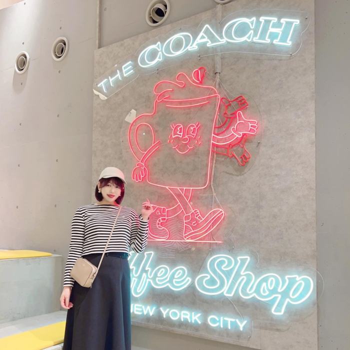 Animated Custom Neon® selfie wall sign of the Coach Coffee Shop @coach_japan