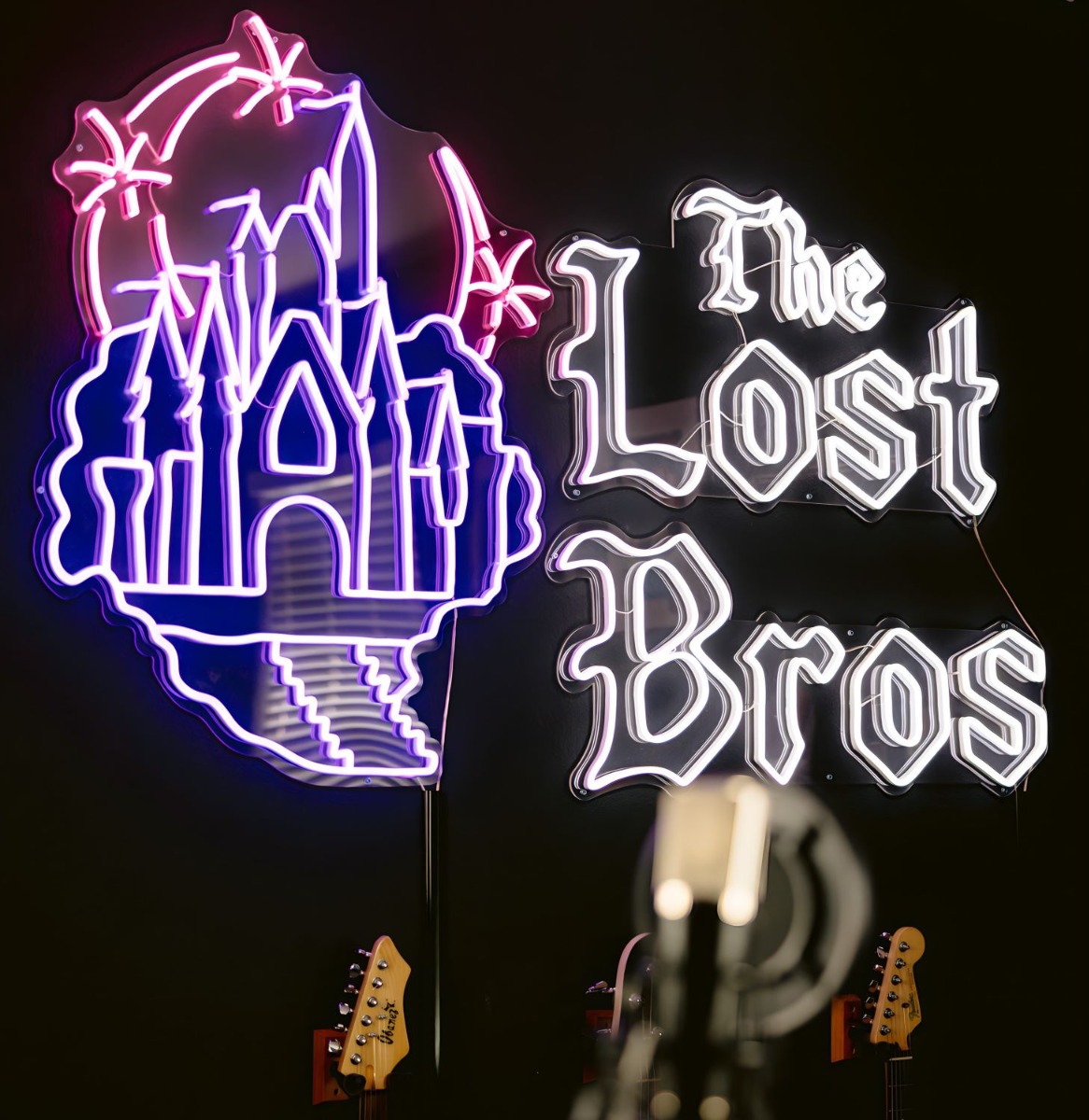 Custom Neon® purple white and pink logo sign @thelostbros