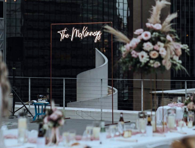 Custom Neon® outdoor wedding last name sign