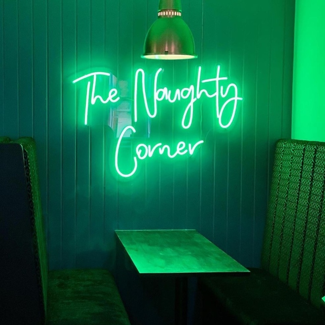Green Custom Neon® restaurant wall decor @theharrowilkeston