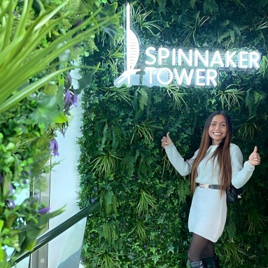 Custom Neon® white LED neon logo sign @thespinnakertower