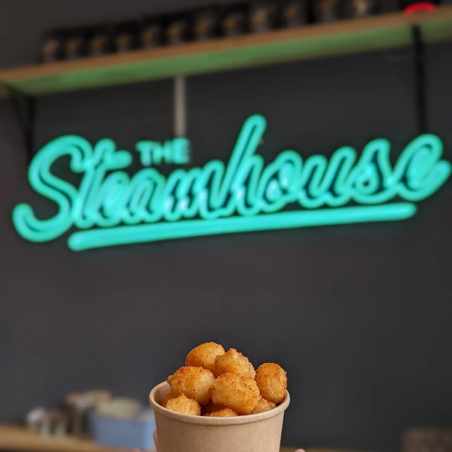 Mint green and UV print Custom Neon® bakery logo sign @thesteamhousebakery