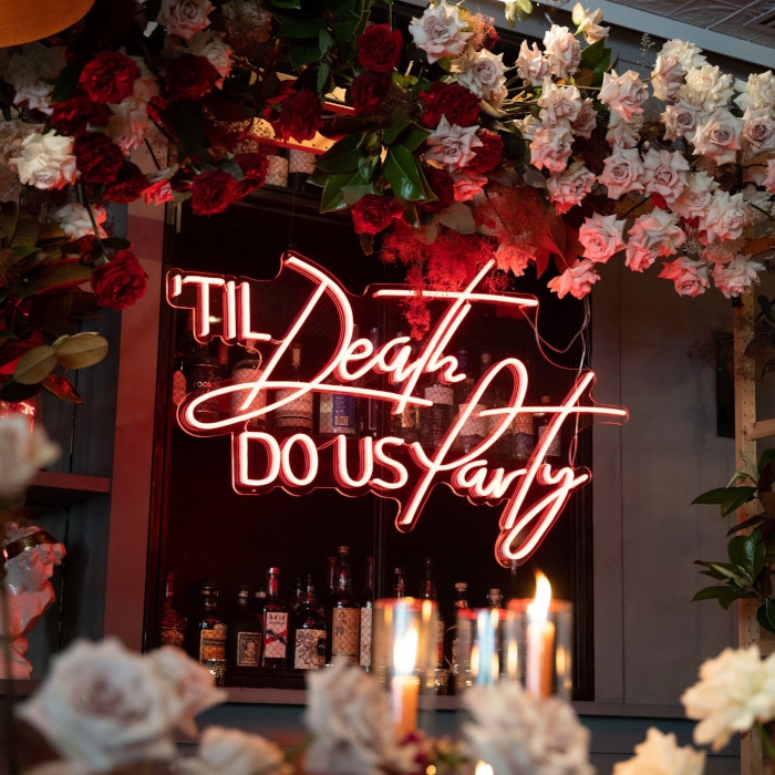 Red wedding quote sign by Custom Neon® @weddingsatkittyhawk