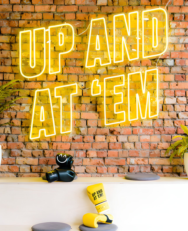 Custom Neon® yellow selfie wall sign @upstate_studios