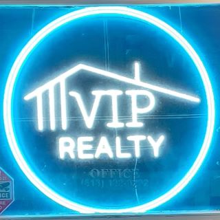 Custom Neon® mint green logo @viprealtyamydoddmade