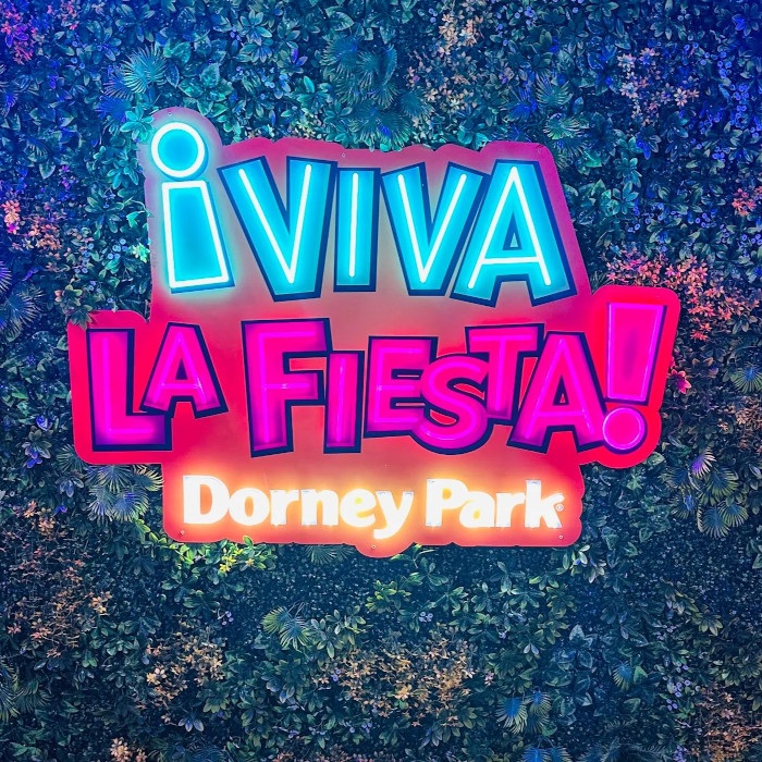 Multicoloured Custom Neon® waterproof sign on grass wall @dorneyparkpr