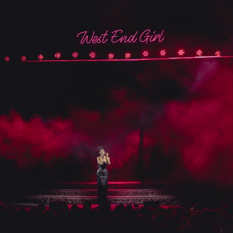 West End Girl pink Custom Neon® stage sign made for Lily Allen's show
