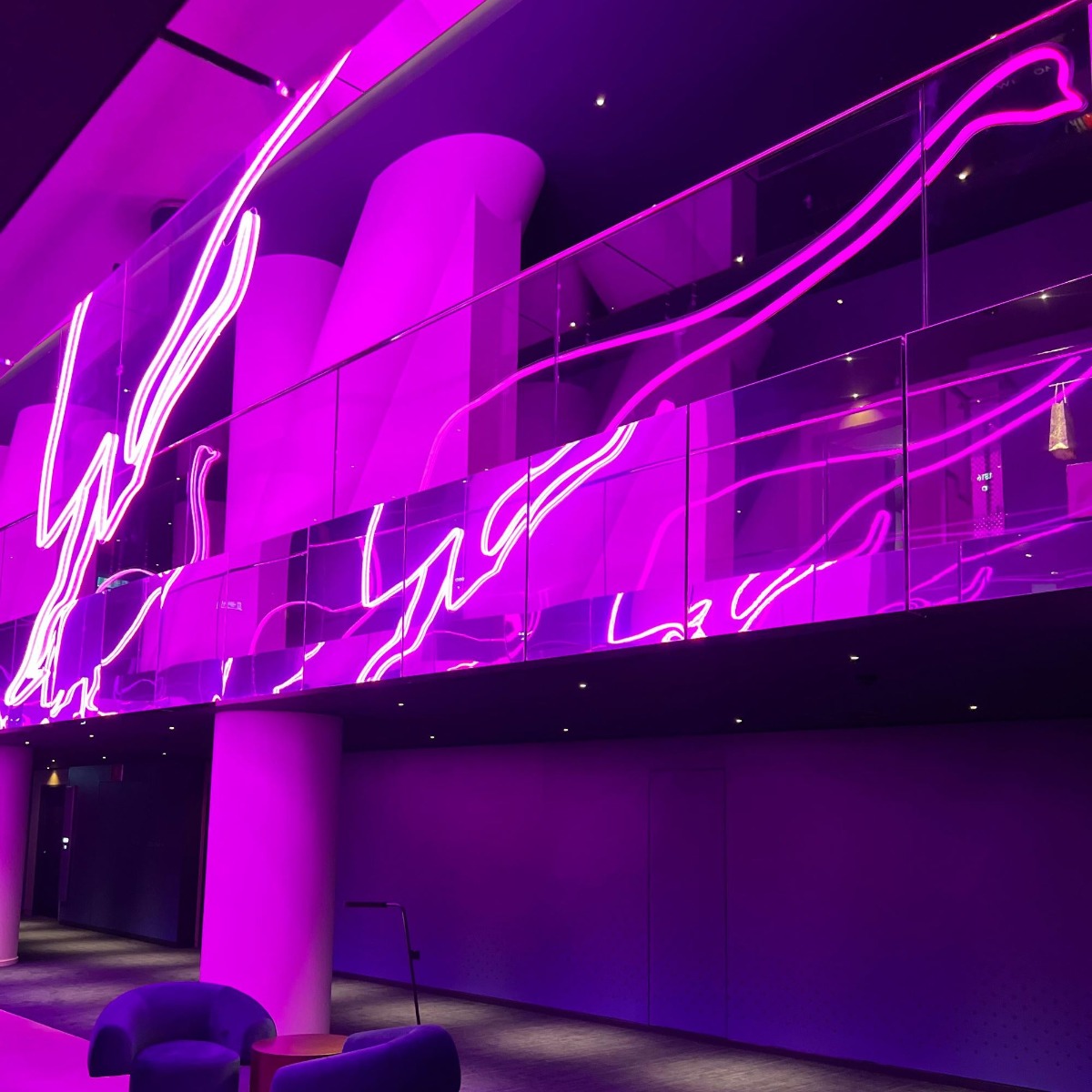 Custom Neon® large pink LED neon emu art in the atrium @wsydneyhotel