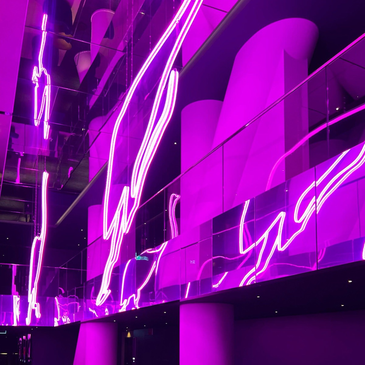 Custom Neon® LED neon signs suspended from the ceiling @wsydneyhotel